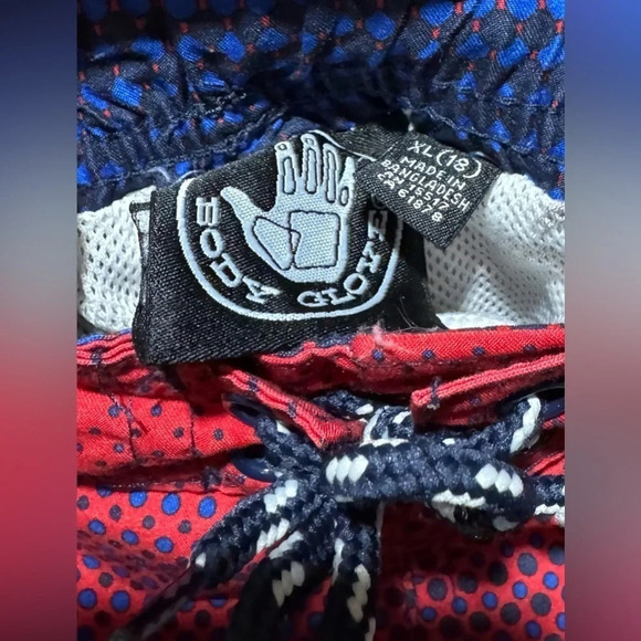 Body Glove boys XL/18 men small  red blue zipper pocket board shorts beach swim - Picture 2 of 3